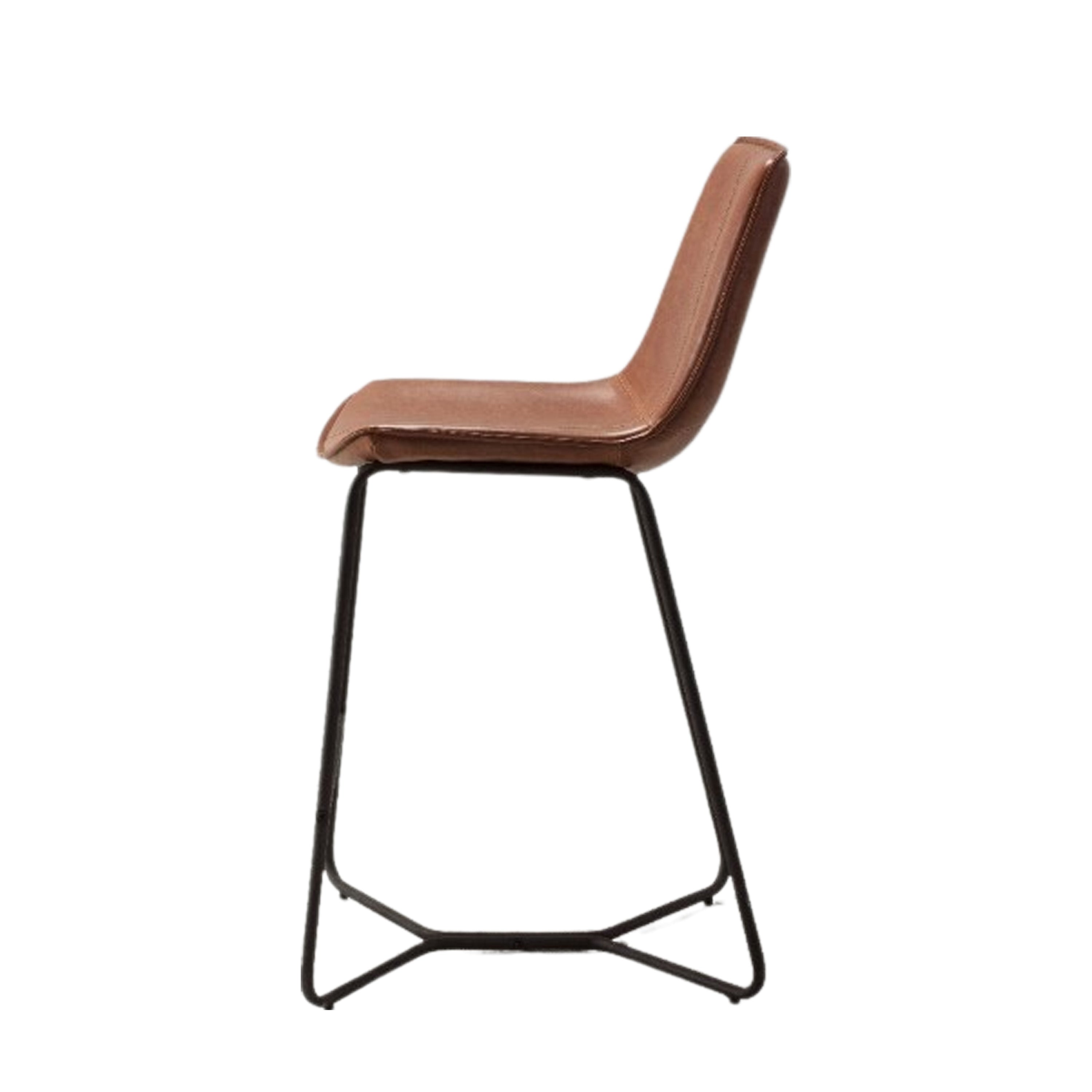 Set of 2 Marilyn Tan Brown Leather Style Bar Stools